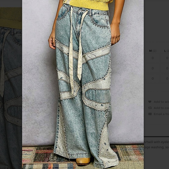 POL Denim - 🎉 POL “ Monty “ POL Wide Pants Jeans with Eyelet Lace Detail 60A